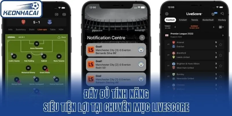 Đầy đủ tính năng siêu tiện lợi tại chuyên mục Livescore